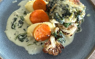 Filé de Merluza Gratinado com Espinafre e Parmesão